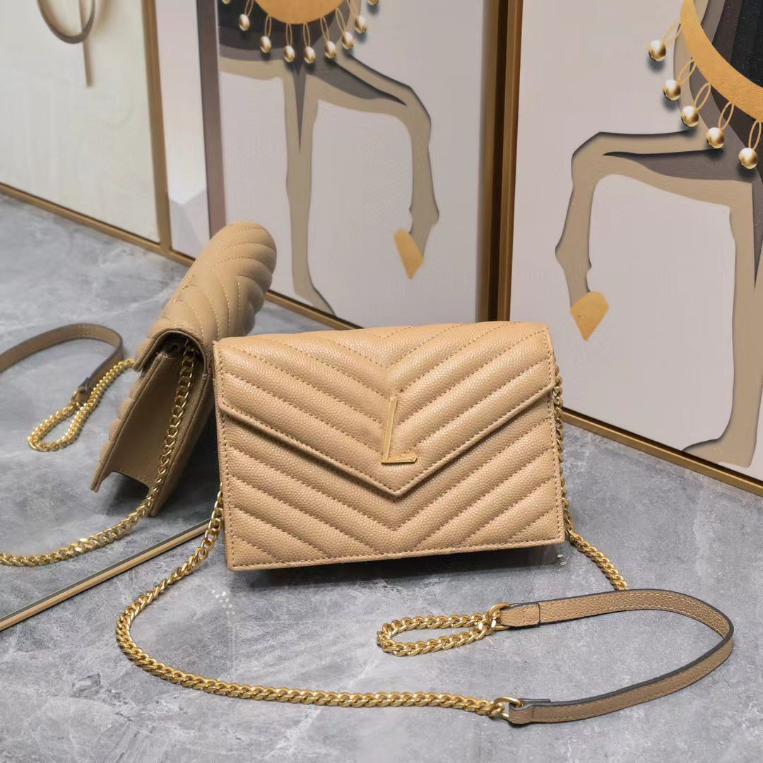 Designer Shoulder Chain Bag Fashion Shoulder Bas Messager Postman Handbag Plaid Purse Cowhide Women's Evening Bags