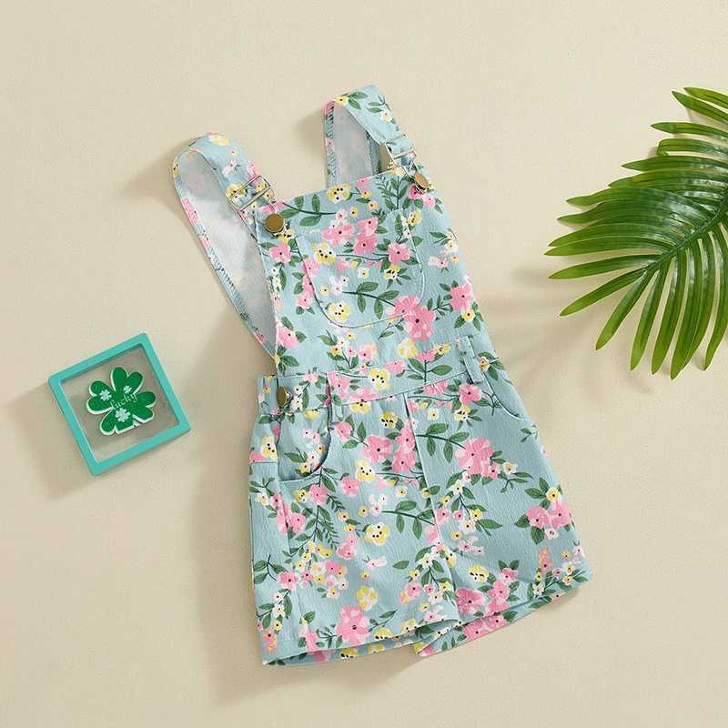 Baby girl summer top sleeveless printed jumpsuit short sleeved childrens jumpsuit W240806