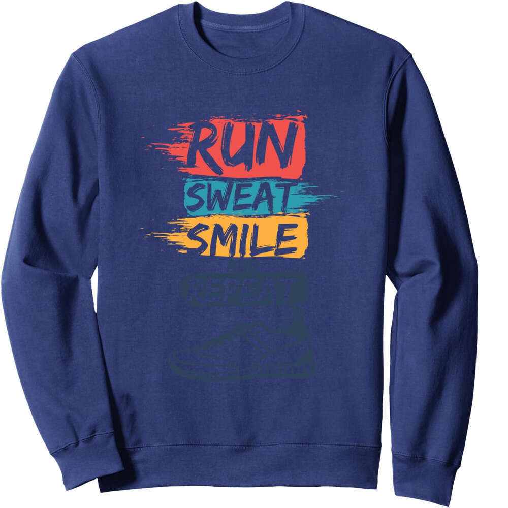 Long Sleeve Shirts for Men sweatshirt Run Sweat Smile Repeat Sport Funny Runner Gift Sweatshirt Tee Streetwear Casual tops clothes