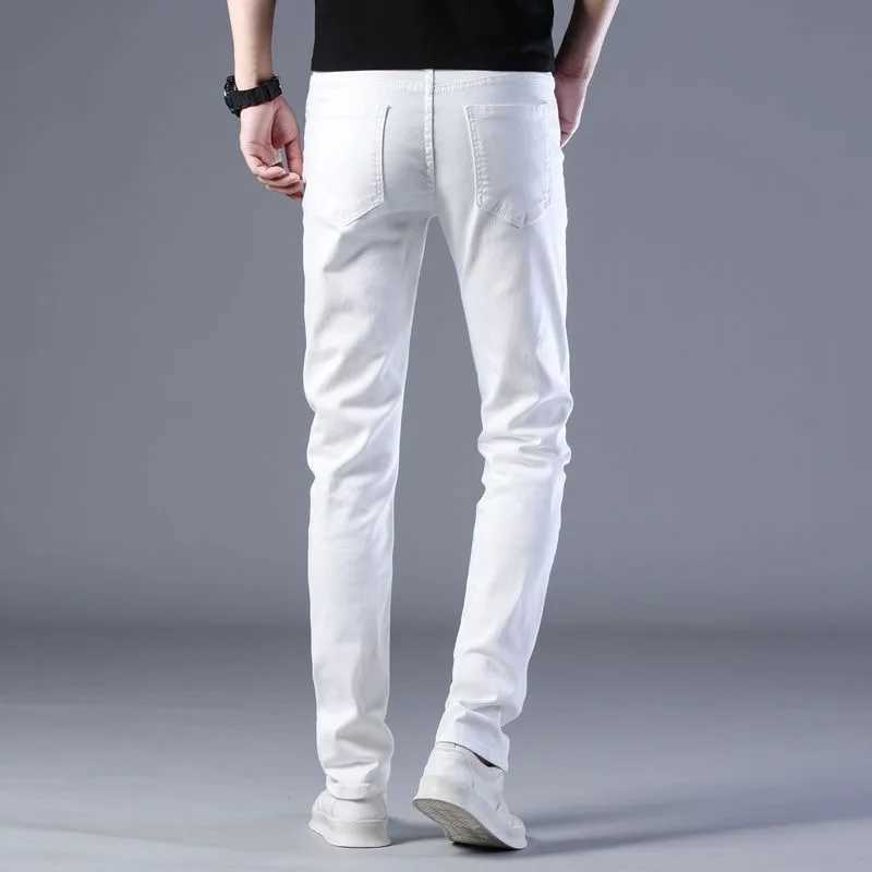 2024 Spring/Summer New Fashion Trend White Elastic Denim Pants for Mens Casual Ultra Thin Comfortable Breathable Legs 28-38W240715