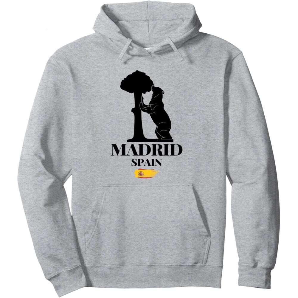 Hoodie for Mens Womens Madrid Spain Bear the Strawberry Tree Graphic Design Pullover Hoodie Hoodies sweatshirt pullover jacket Long sleeve