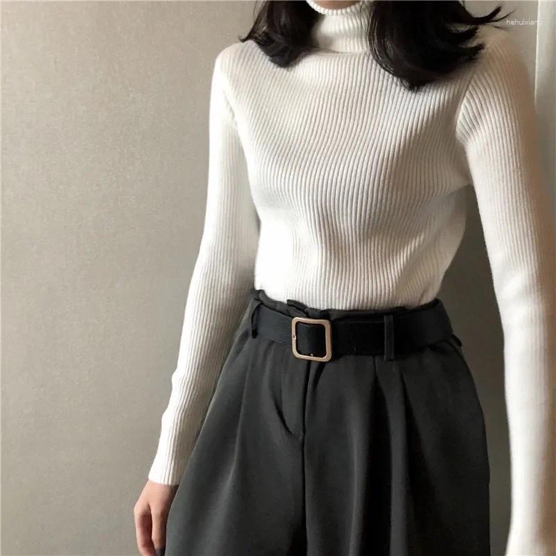 Women's Sweaters: Turtleneck Style Knitted Top, Long Sleeve Solid Base Layer Inner