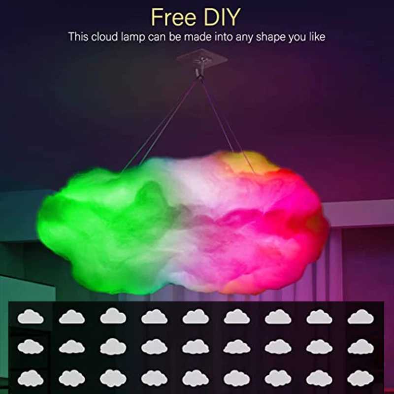 3D Cloud Light LED Light Multi color Bedroom Cloud Light Thunder Clouds Room DIY Music Sync Intelligent Application Control USB W240816