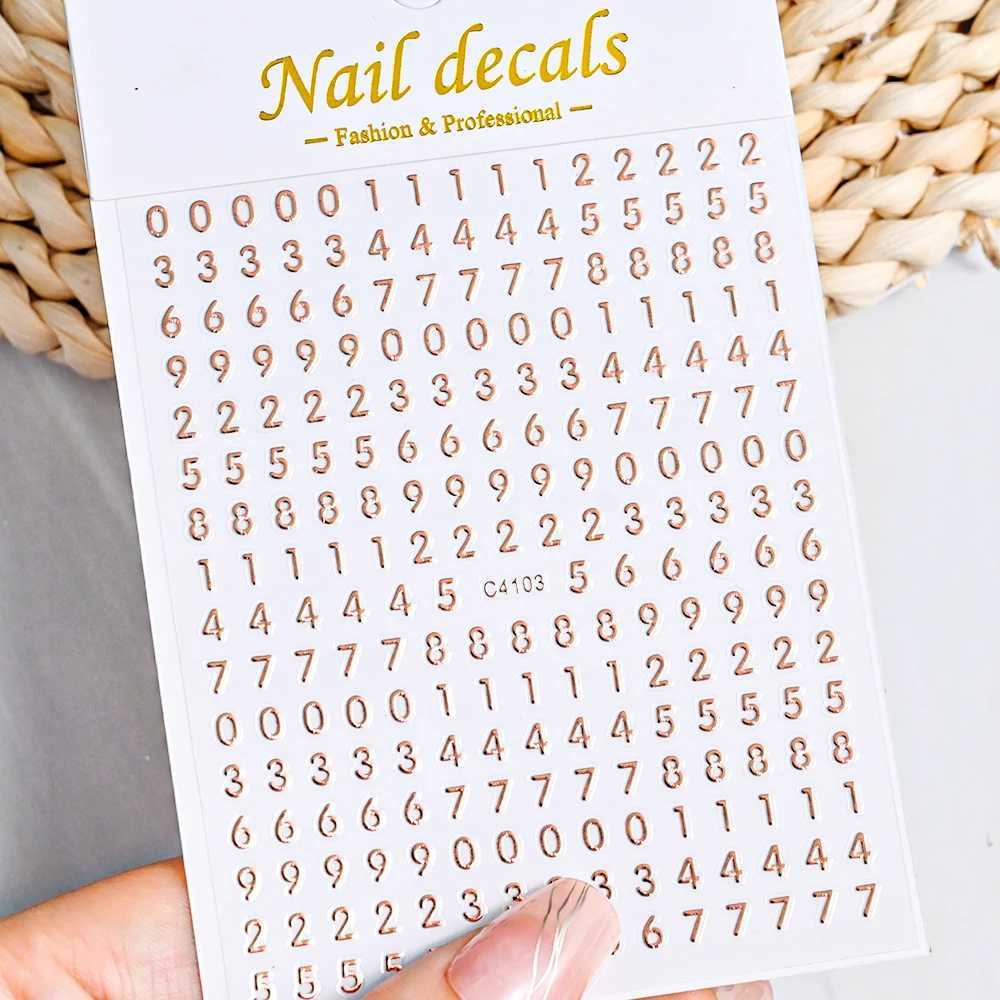 Black Number English Letter Design 3d Nail Sticker Self Adhesive Gold Silver Decal DIY Alphabet Nail Slider Manicure AccessoriesXJ250120
