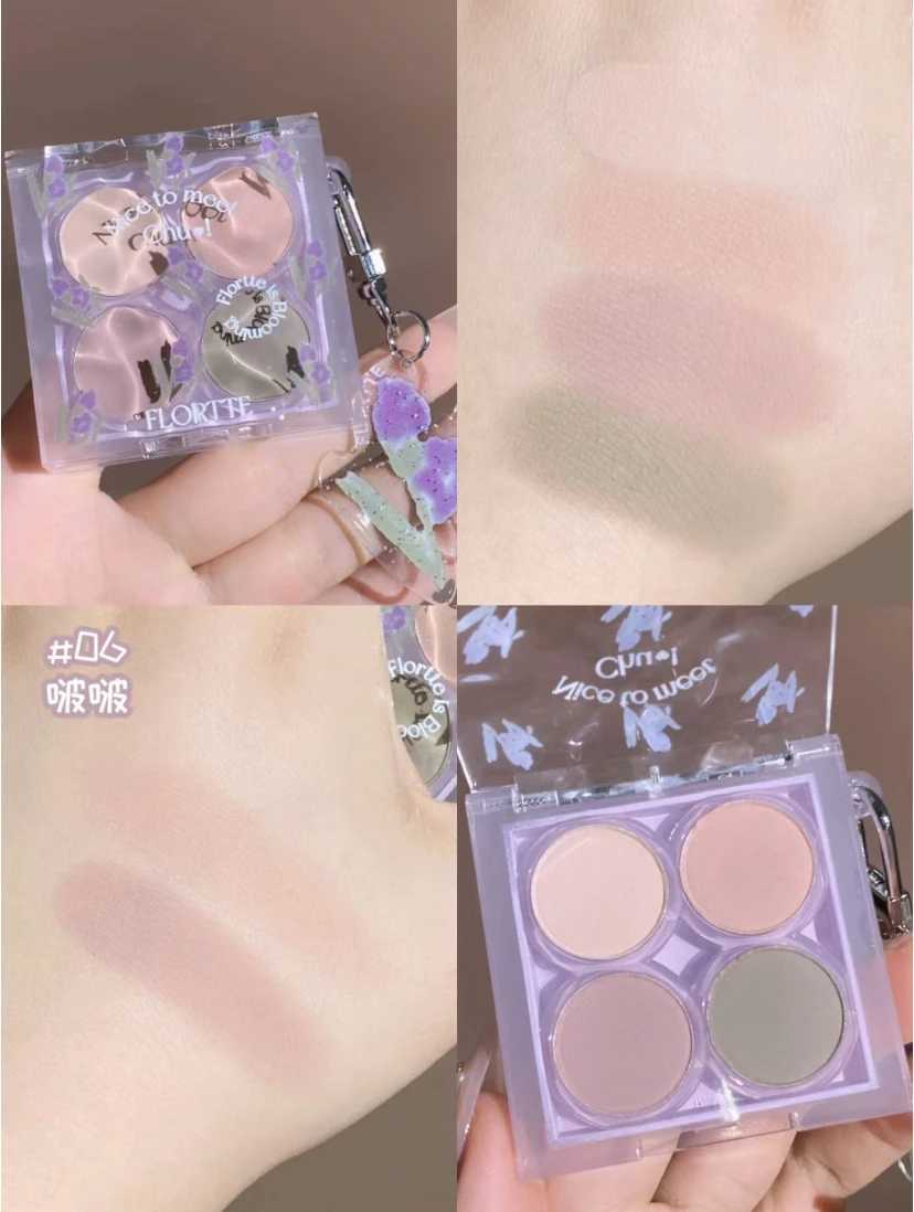 FLORTTE Cauliflower Bear Series Eyeshadow Four Color Chameleon Palette Matte Pearlescent Smoked SequinsCL240812