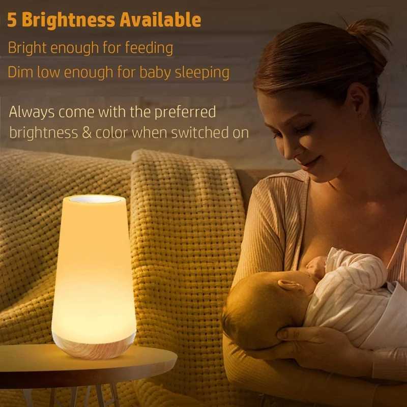 Luminous contact light USB LED color portable bedside lamp RGB light with remote control suitable for baby crib office W240816