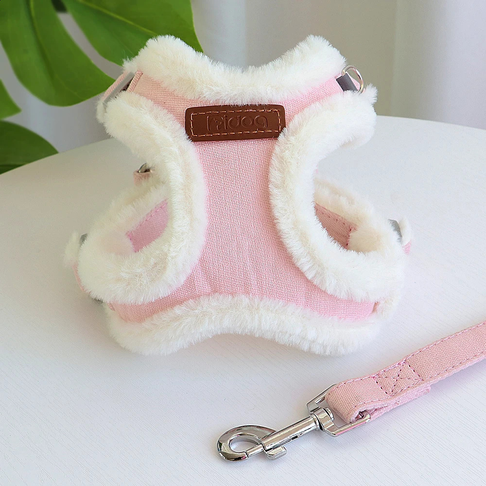 Winter Fleece Dog Harness French Bulldog Harness Warm Pet Cat Vest Coat Puppy Clothes For Small Dogs Walking Leash Pet Supplies 250206