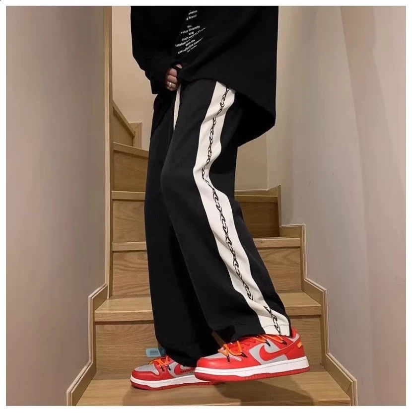 Spring and summer trend American high street pants baggy all sports sweatpants straight leg comfortable wide leg pants 240822