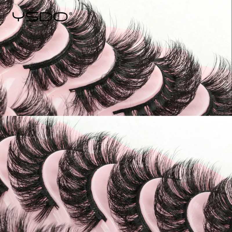 Eyelash 3/5/10 Double False Eyelash 3D Mink Eyelash Russian Striped Eyelash Thick Makeup Dramatic Fluffy False Eyelash Artificial Cilios W240803