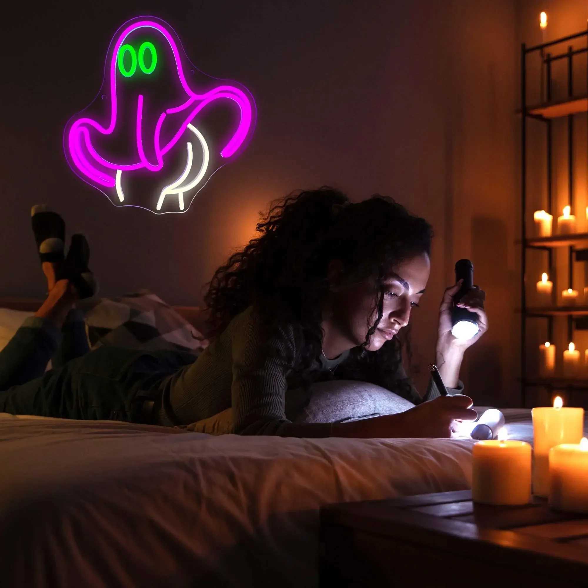 Halloween Ghost Led Neon Sign LED Sign Neon Light Signs for Wall DecorBedroom Game Room Party Gifts for Teens Y240817