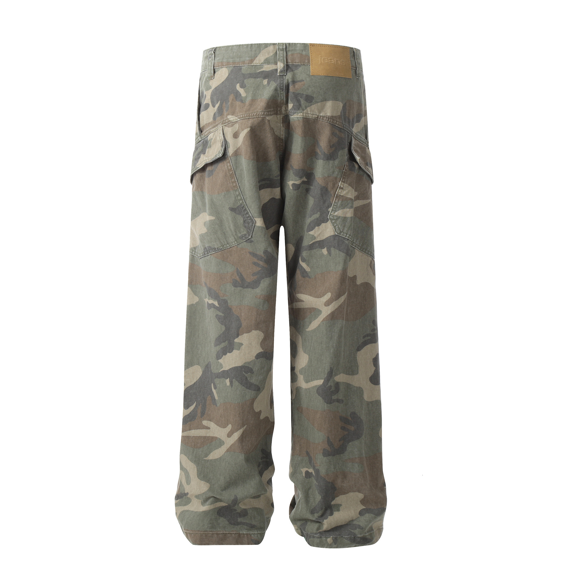 Trendy Street Heavy Craft Camouflage Design Straight Mens Cowboy Pants