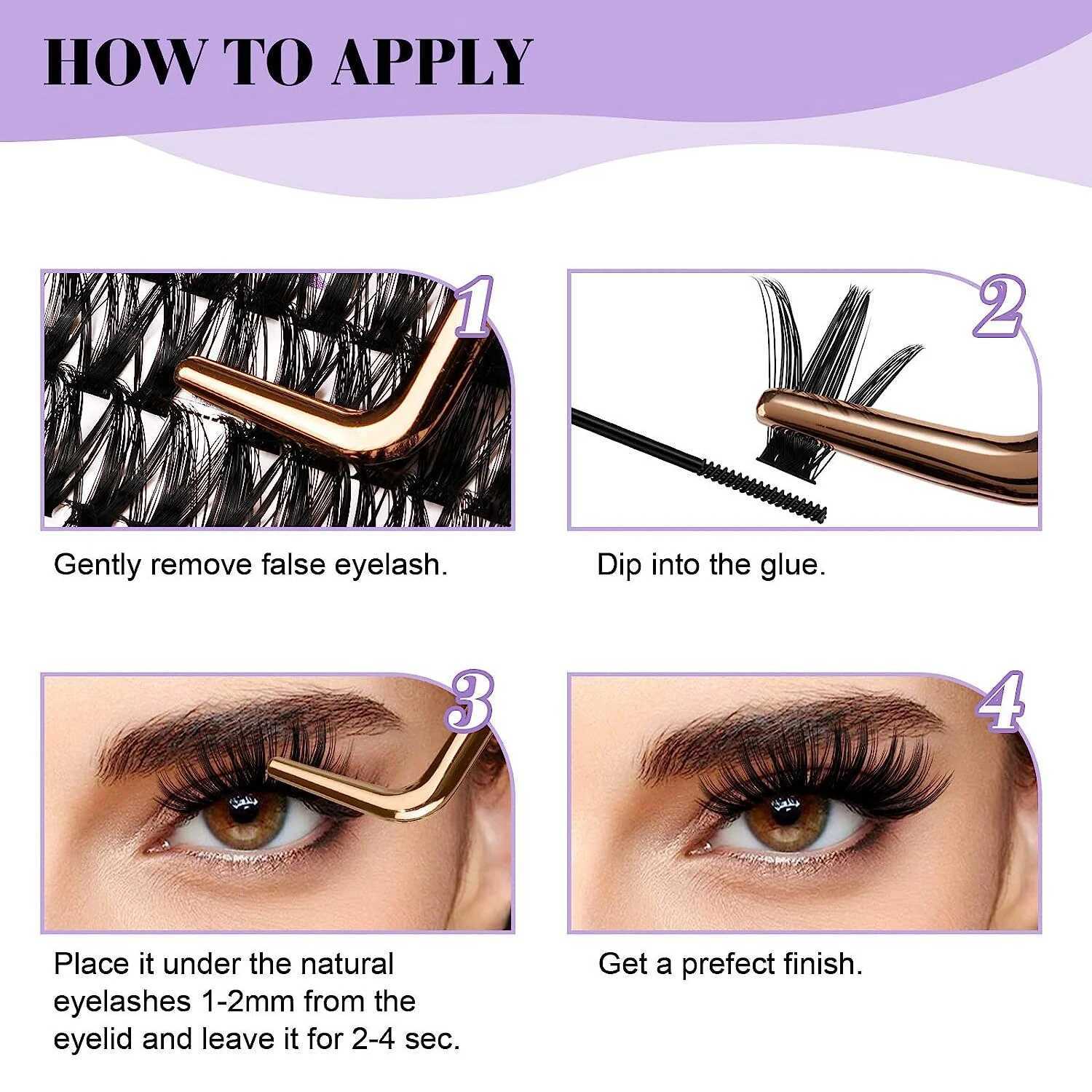 120pcs polyester false eyelashes DIY personal eyelashes Wispy fluffy thin bandwidth dry eyelashes polyester eyelash extension kit W240803