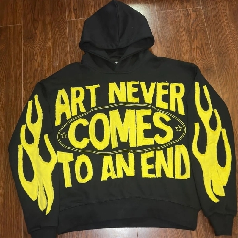 American fashion Gothic trend letter pattern super large hoodie mens retro casual loose long sleeved couple sweater 240816