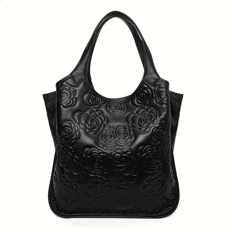 Womens Handbag Fashion Versatile Cowhide Printed Large Capacity Shoulder Bag 240817