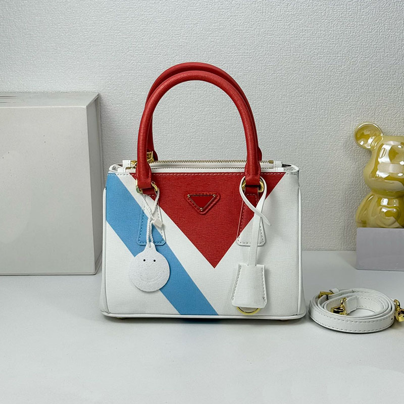 Tote Bag Designer Bags Handbag Prapurse Fashion Red Handle Totes High Quality 3 Color Splicing Crossbody Bags Shoulder Bags Metal Zipper Travel Leisure Shopping Bag