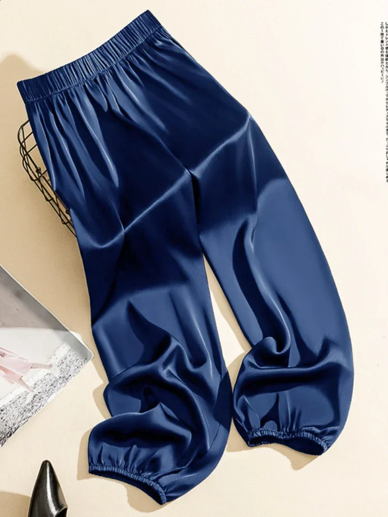 Summer Cool Ice Silk Acetate Bloomers Pants for Women Men Loose Silk Satin Knickerbockers Acetate Satin Smooth Knickers Pants 240816