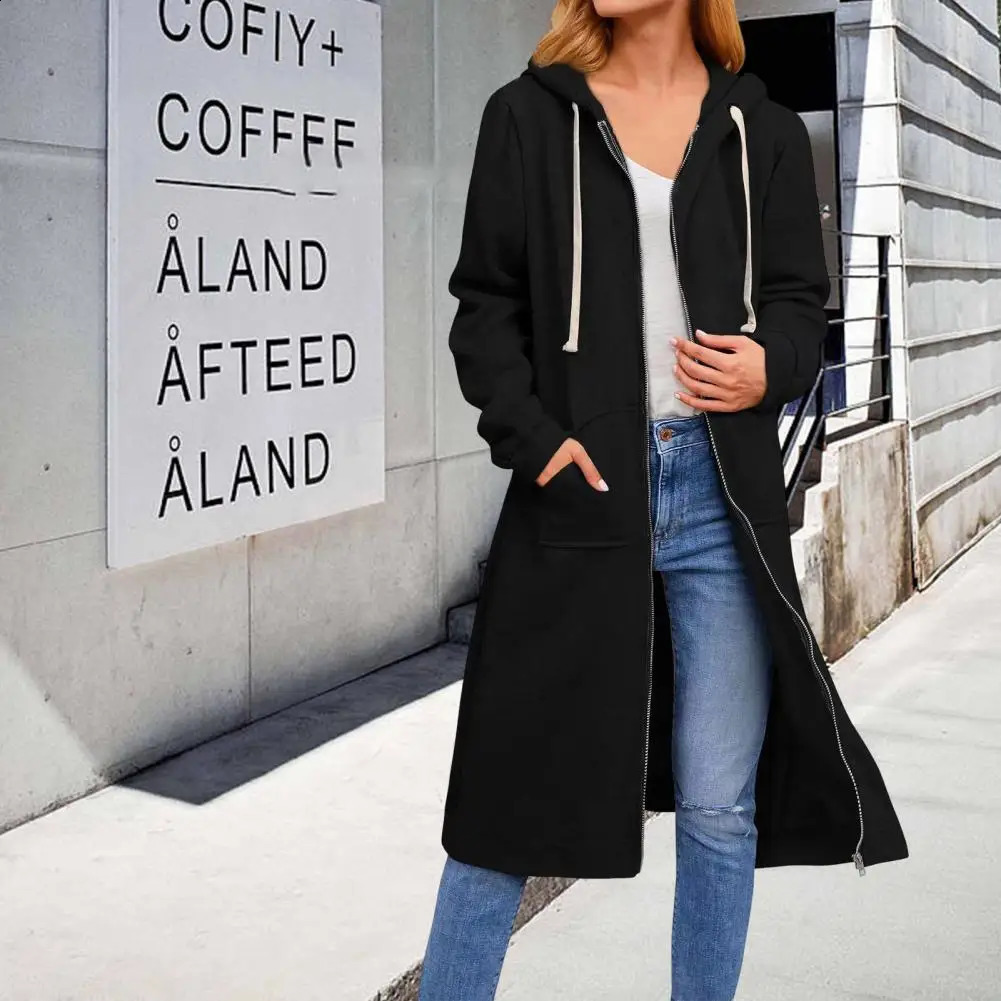 Simple Cardigan Warm Cotton Blend Long Length Women Winter Coat 240819