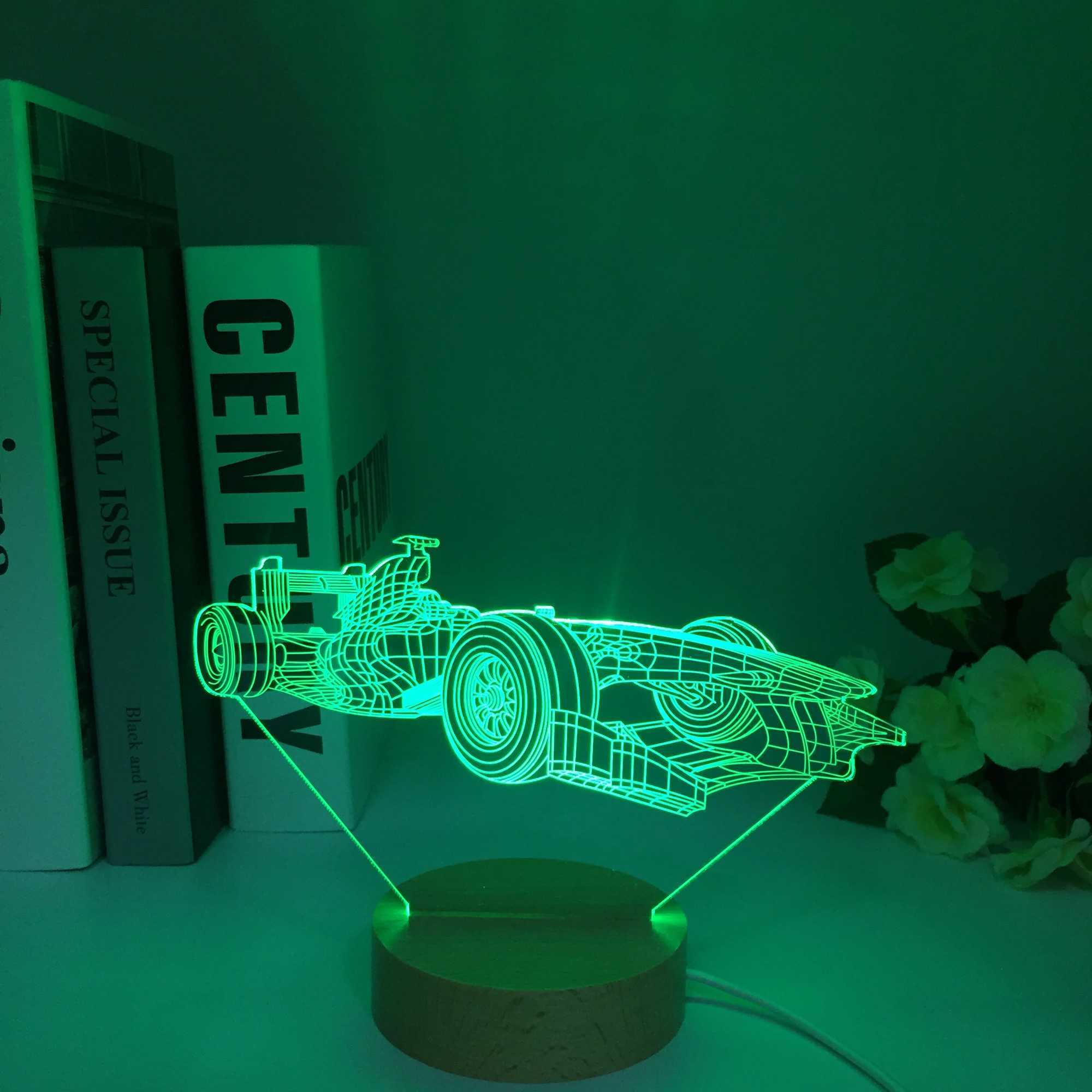 Sports Car F1 3D Fantasy Light Childrens Bedroom Decoration Night Light Color Change Atmospheric Activity Award LED Night Light Supercar B2408119
