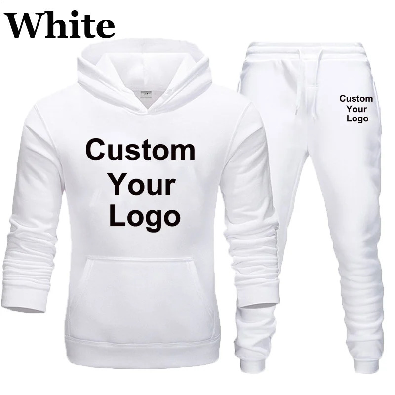 Custom Your Hoodies Pants 2Pcs/Sets Sweatshirt Sweatpants Male Gyms Fitness Tops Trousers Joggers Sportswear Tracksuits 240819