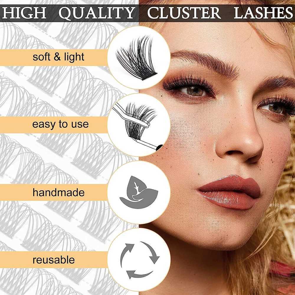 120pcs polyester false eyelashes DIY personal eyelashes Wispy fluffy thin bandwidth dry eyelashes polyester eyelash extension kit W240803