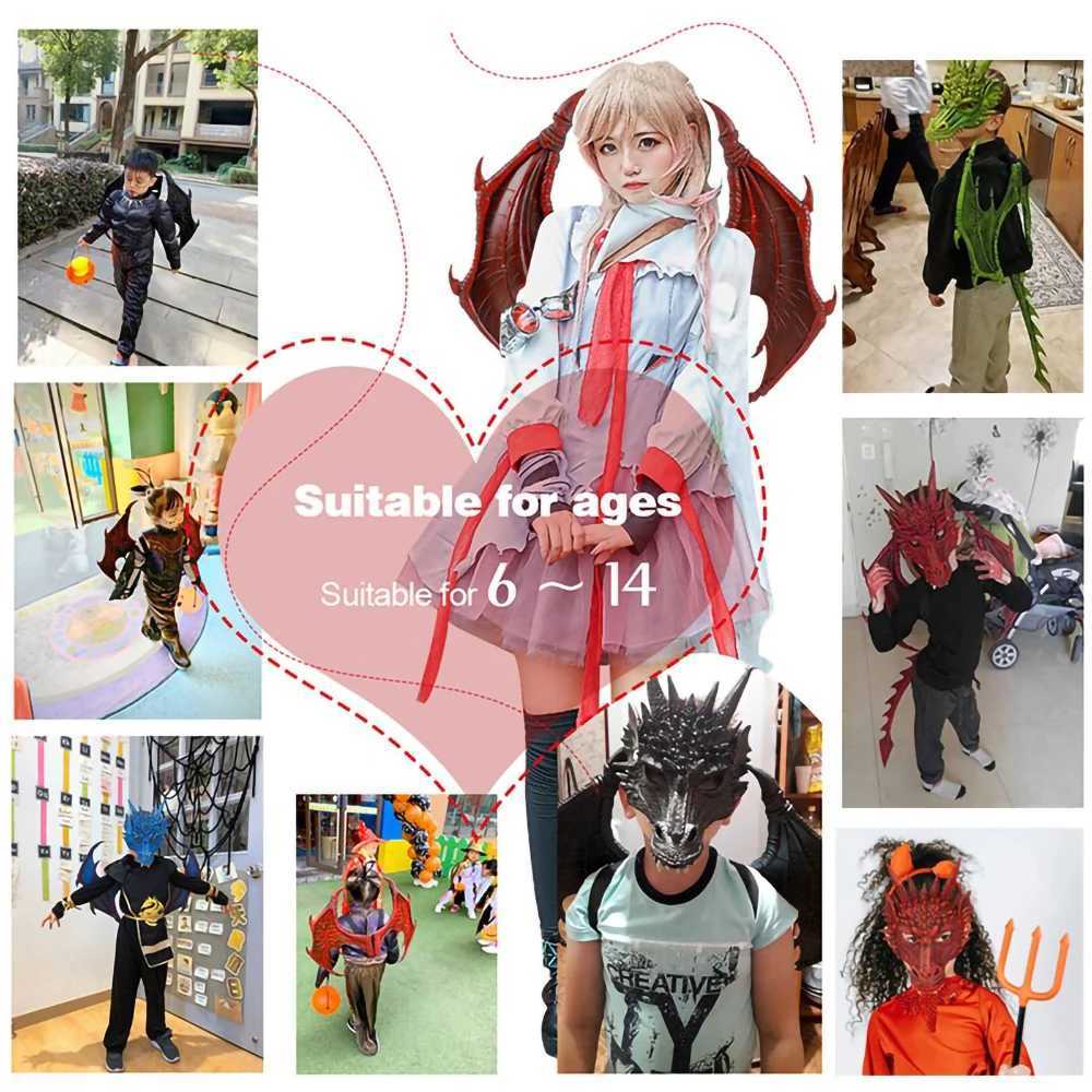 Creative Halloween Dragon Wings Mask Set Dragon Mask Costume Masquerade Cosplay Costume Props for Children Boys GirlsXJ240819