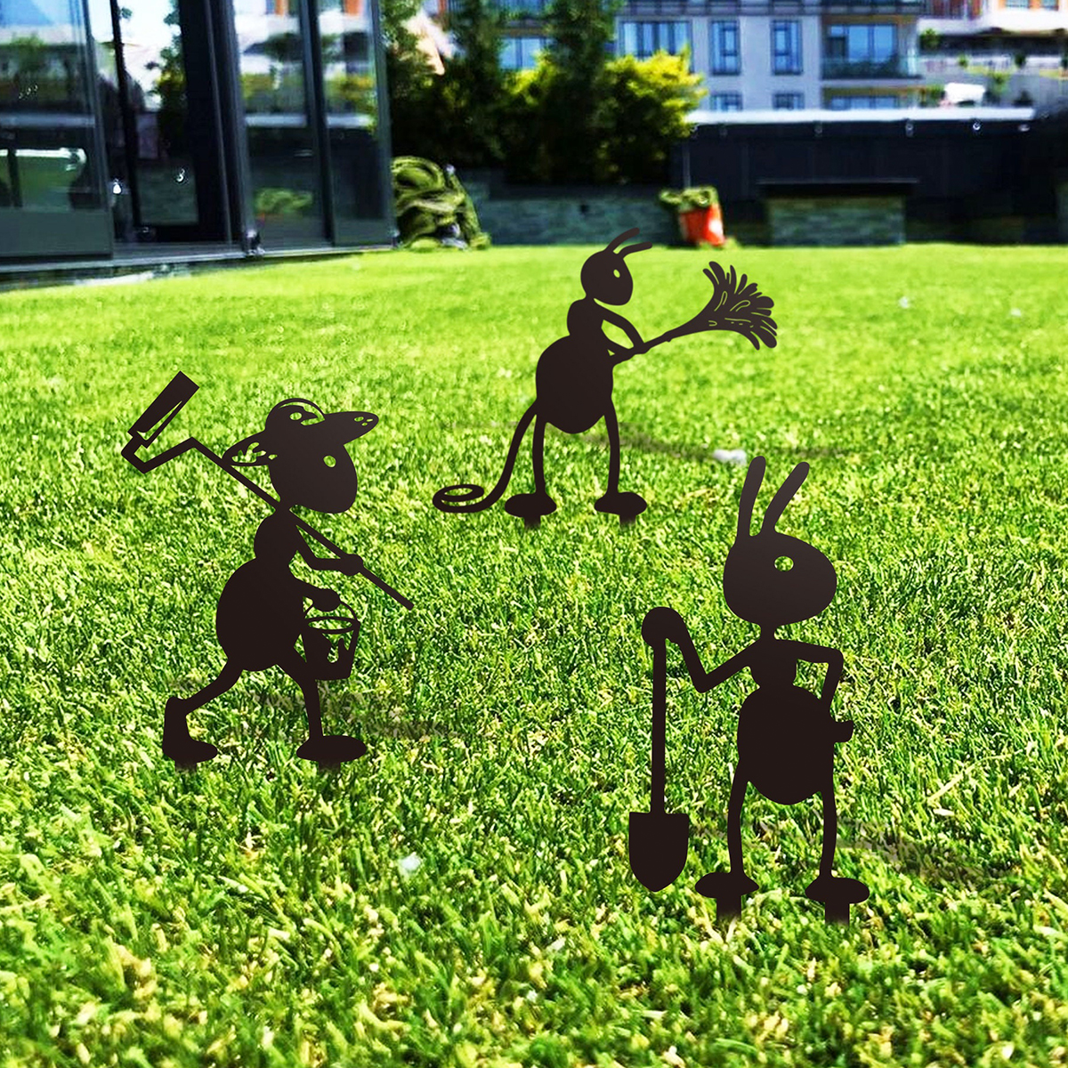 Home Garden Patio Fence Yard Lawn Art Decor Ant Silhouette Garden With Stakes