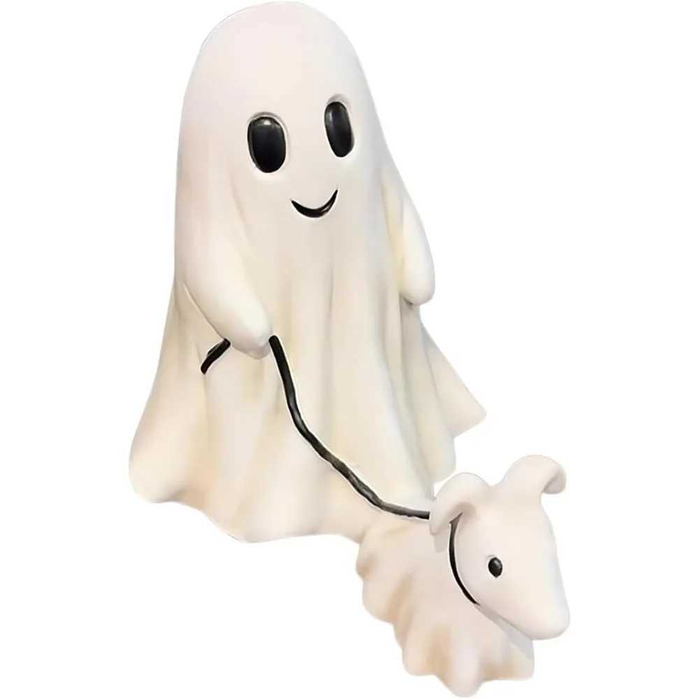 Halloween Walking Dog Statue - Spooky Dog Figurine Indoor Decor Ghost Walking His Dog CL240819