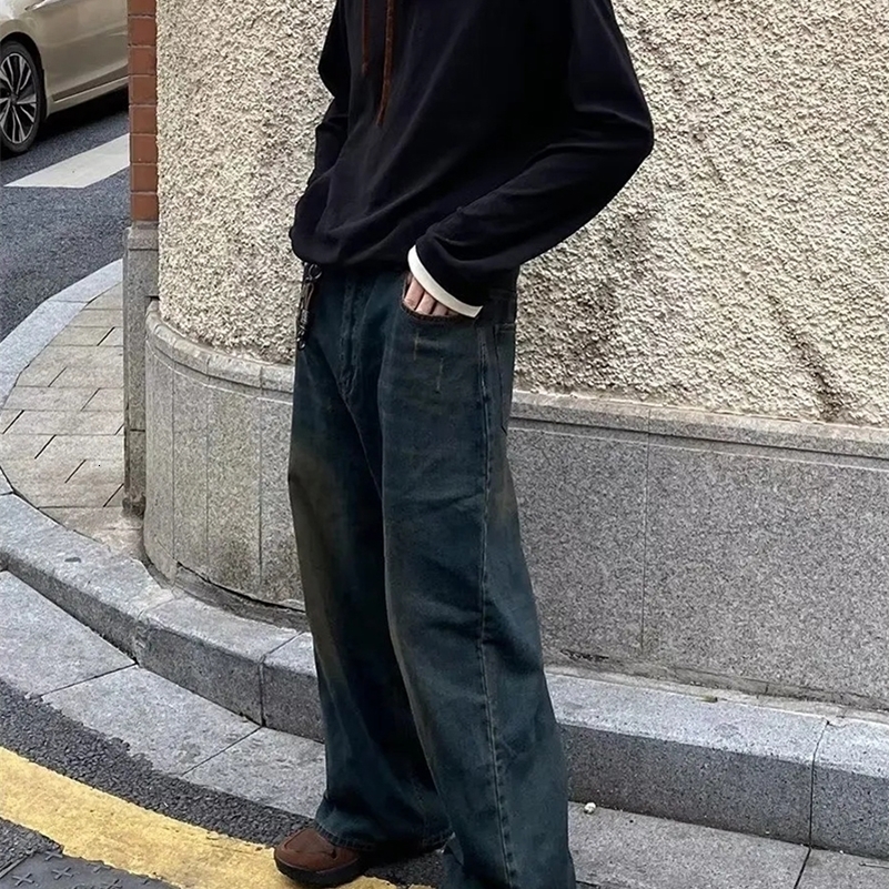 REDDACHiC Vintage Green Wash Baggy Jeans for Men Casual Wide Leg Adjust Waist Y2k Pants Street Style Work Wear Male Trousers 240816