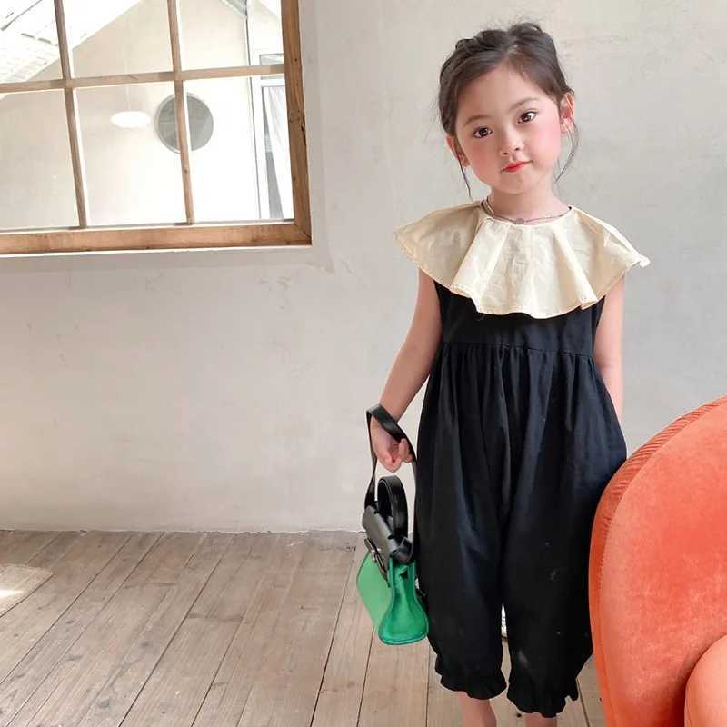 Childrens jumpsuit childrens tight fitting suit jumpsuit full body harem pants detachable jumpsuit sleeveless game suit childrens loose fitting set W2