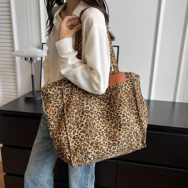 Leopard n 2024 Korean Fashion Shopper Big Shopping Bags for Women Handbag Lady Shoulder Bag Large Capacity Girl 240819Zl