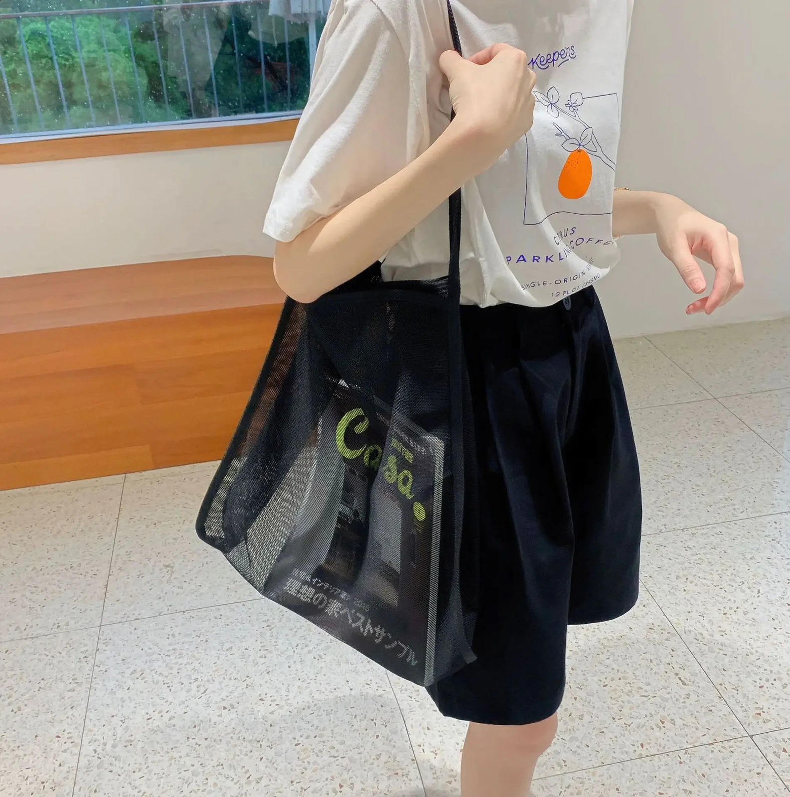 Beach Bag Large Capacity Shopping Transparent Mesh Reusable Fashion Portable Travel Organizer EcoFriendly Storage y240925