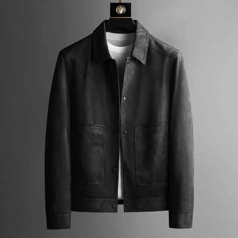 Designer jacket Autumn New Fashion Suede Jackets Men Clothing Turn Down Collar Slim Fit Casual Outwear Coats Single Breasted Chaqueta H70 M240819