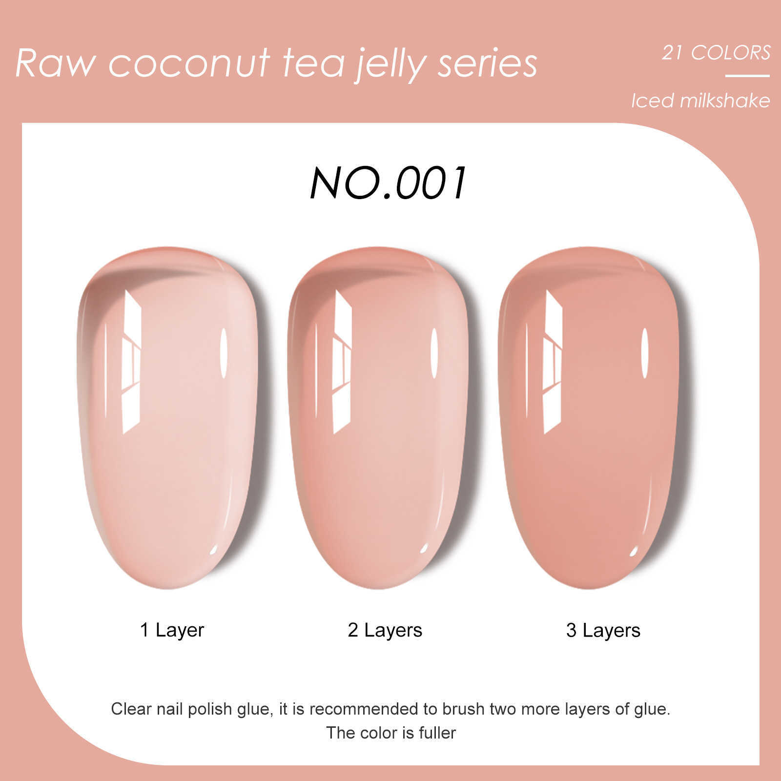Nail Gel art ice transparent color coconut tea jelly popular semi nail oil glue Q240819