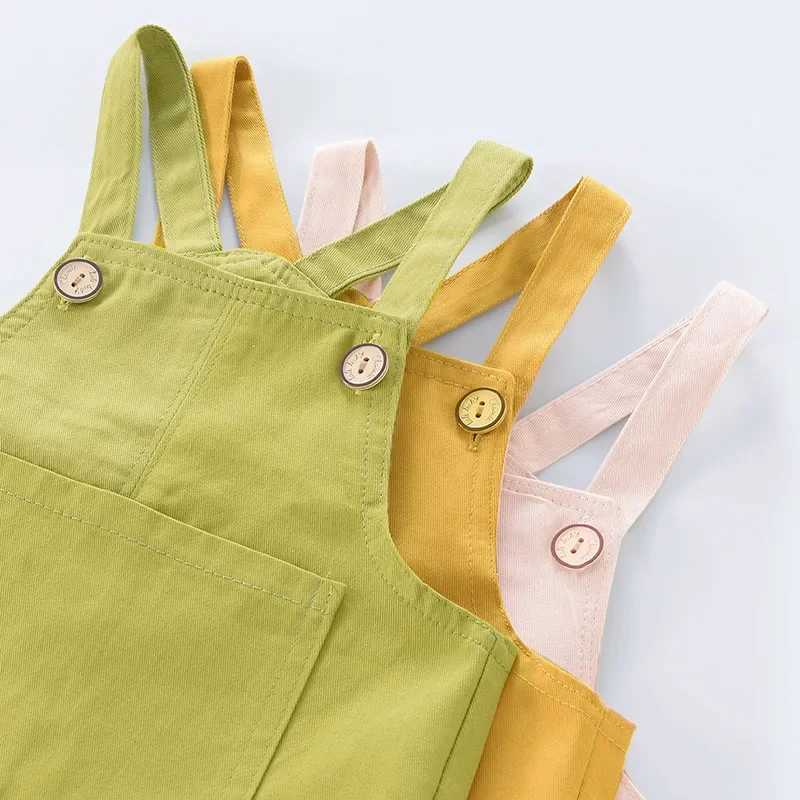 Casual jeans summer new pocket childrens cotton cover baby boy and girl universal fashionable solid jumpsuit for young children W241227