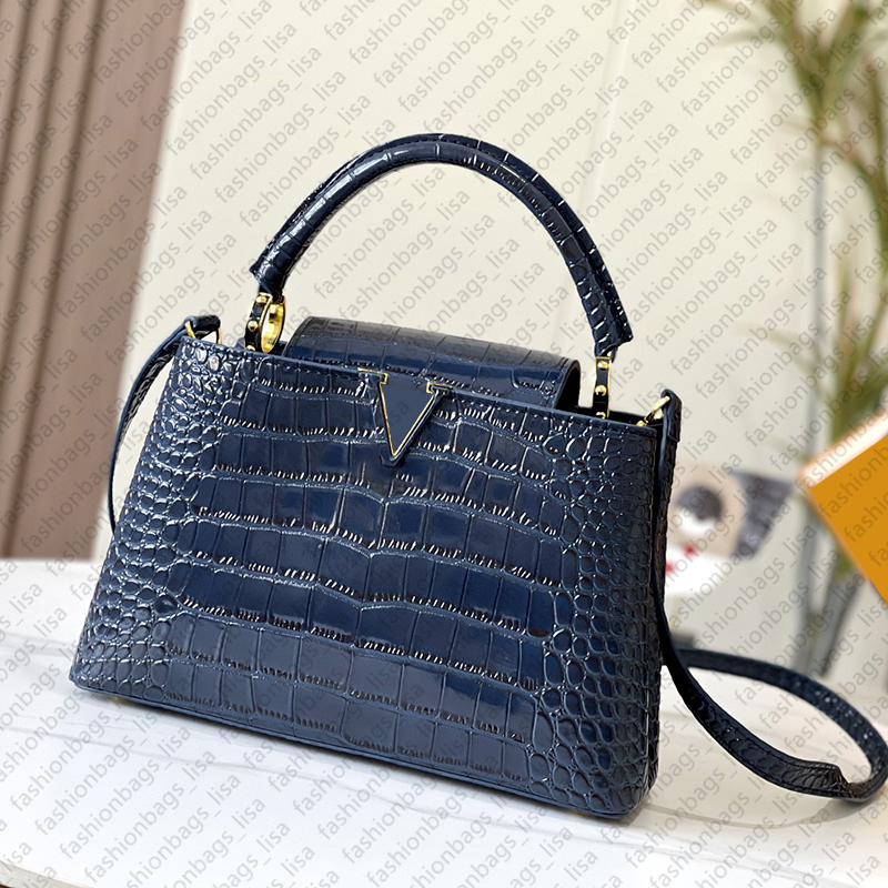 Retro Tote Bags Luxury Crossbody Bags silver crocodile pattern Shoulder Bags Capucines Handbags Top Handle Evening Bags Gold Hardware Designer Bag Large Clutch Bag