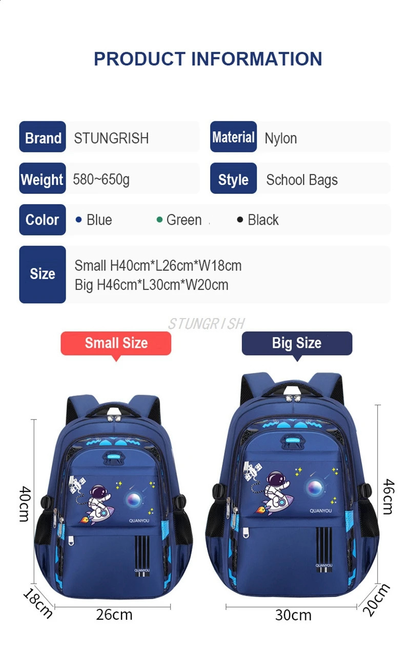 Astronaut Bookbags Cute Lightweight School Backpack for Boys Elementary Student Backpack Lunchbox School Child Schoolbag Set 240819
