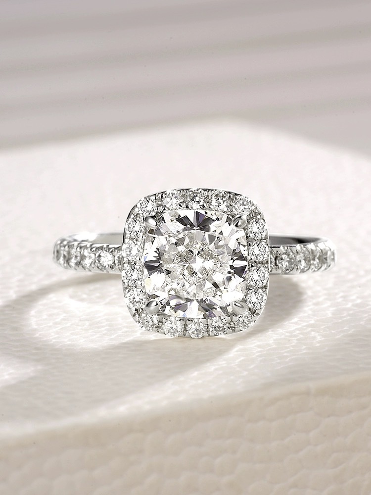 Infinity 6MM 1CT Moissanite Wedding | Sterg Sier Cushion Cut Halo Ring for Women dh5727163