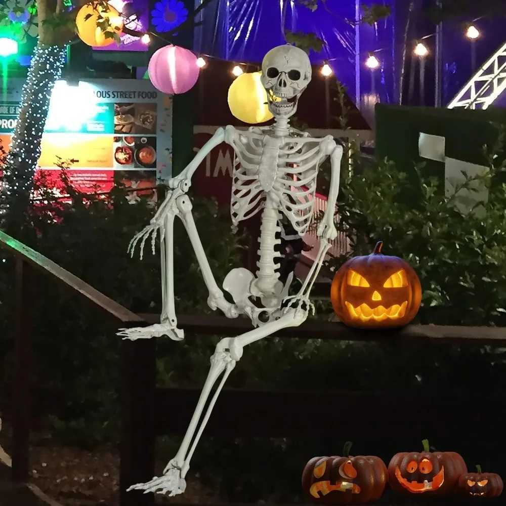 5.4Ft/165cm Posable Halloween Skeleton Full Body Life Size Skeleton with Movable Joints CL240819