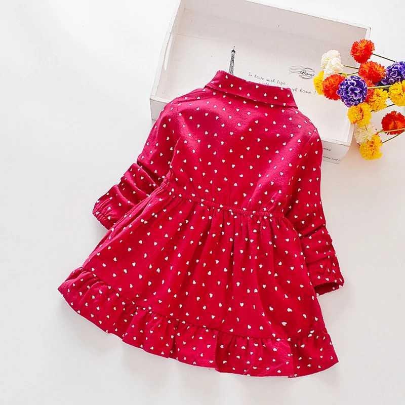 Spring Autumn Casual Baby Girls Dot Print Long Sleeve Dress Kids Toddler Pageant Princess Sundress Dress For 1-8 Years oldXJ241206