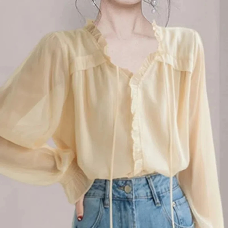 French short sleeved womens spring patchwork Vneck brushed fashionable solid color loose long shirt 240814