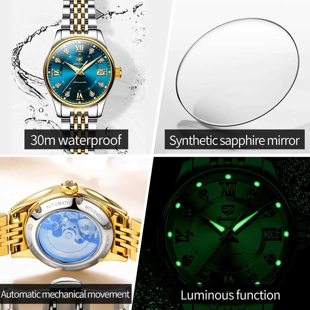 JSDUN Elegant Fashion Automatic Mechanical Women Waterproof Luminous Primitive La Wrist Luxury Women W250104