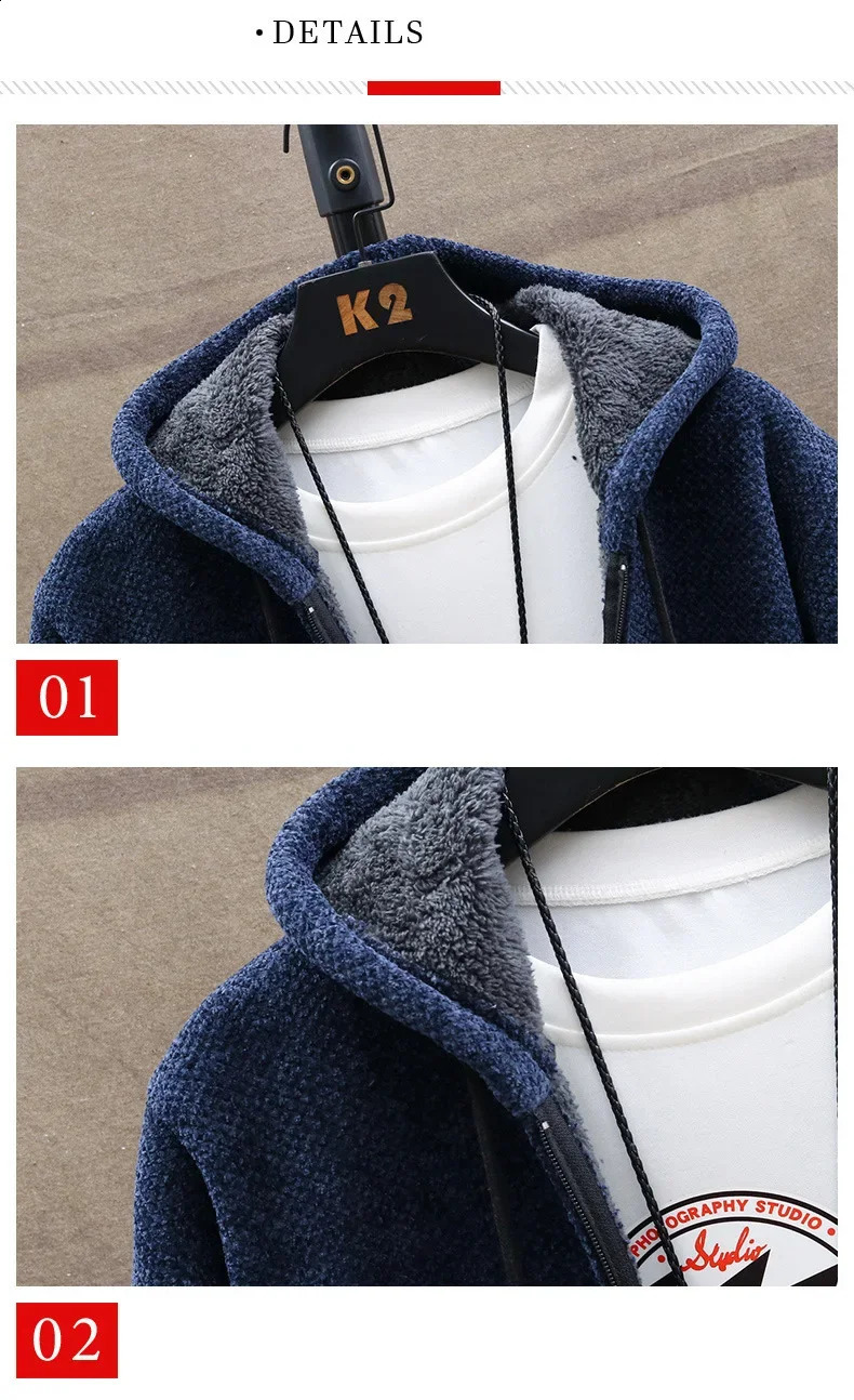EAEOVNI Winter Long Cardigan Sweater Men Fleece Winter Jacket Mens Slim Sweaters Hooded Sweater Thick Warm Coat Mens Clothing 240816
