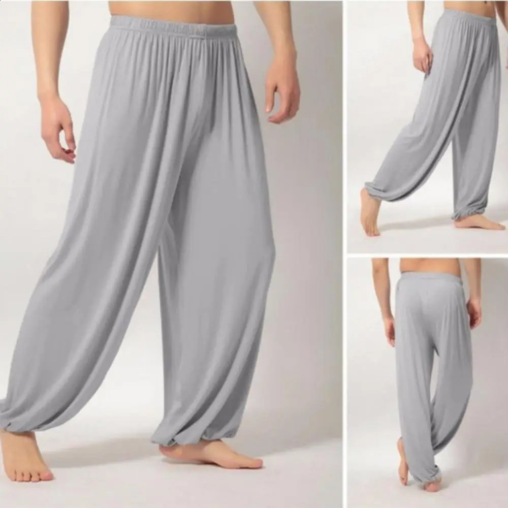 Yoga Pants Mens Casual Solid Color Baggy Trousers Belly Dance Yoga Harem Pants Slacks sweatpants Trendy Loose Dance Clothing 240816