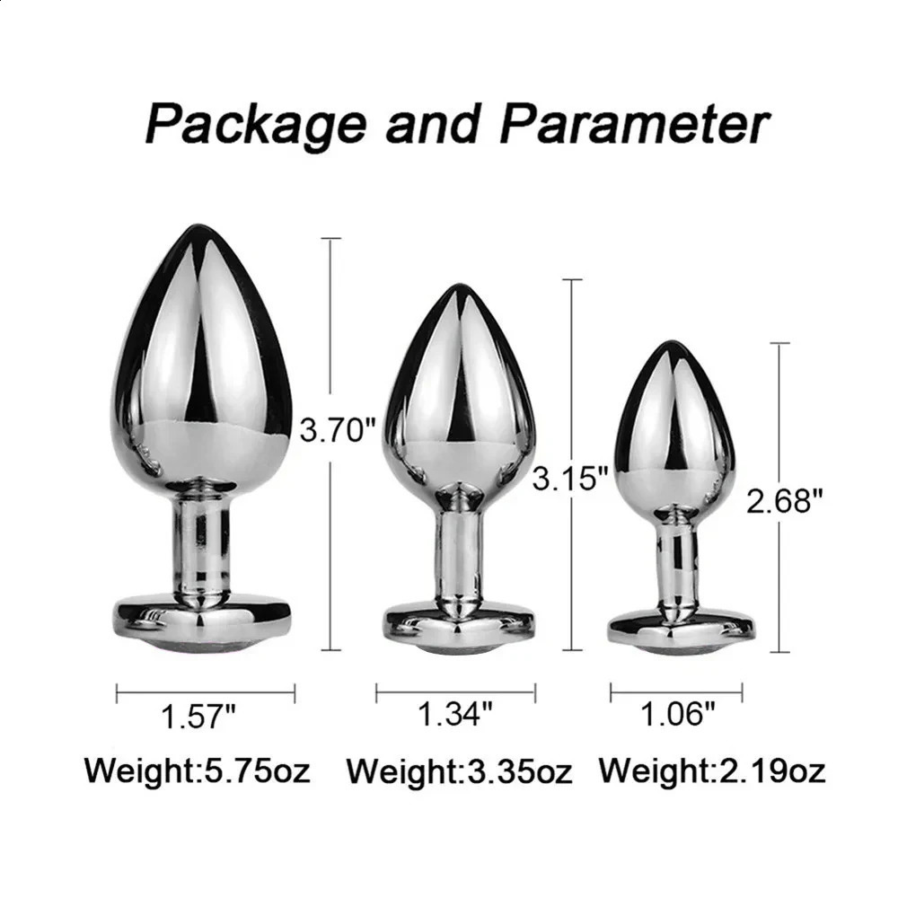 3PCS SML Metal Anal Plug Butt Plug Sex Toy Butt Toy for Women Men Couples Gay Adult Game Masturbator Anal Diamond Sex Shop 240813