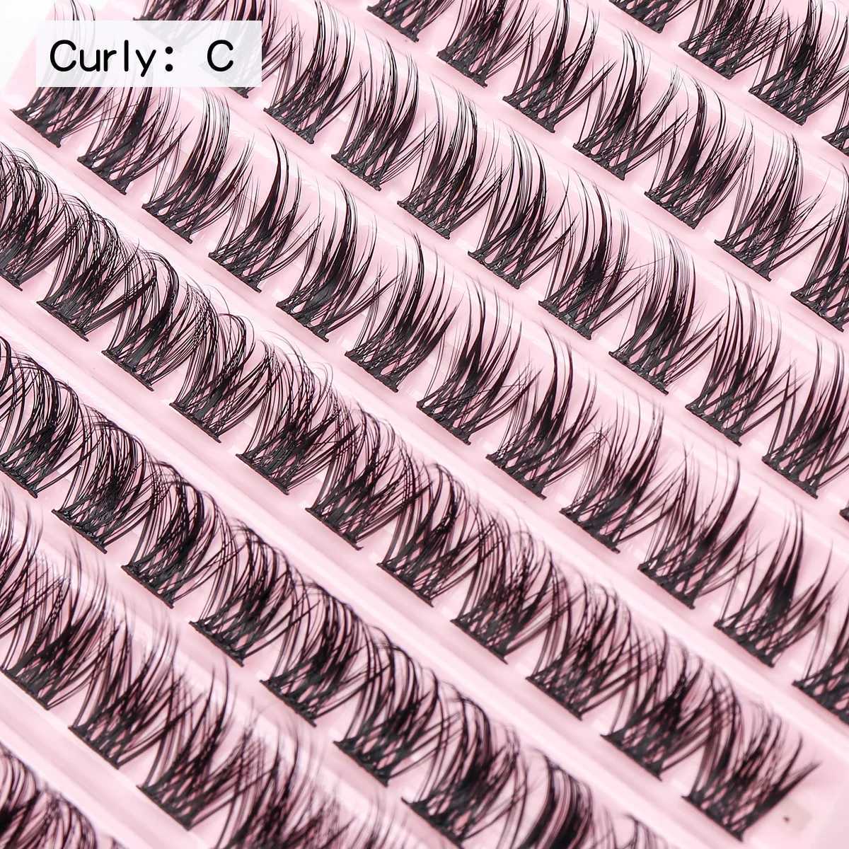 120pcs polyester false eyelashes DIY personal eyelashes Wispy fluffy thin bandwidth dry eyelashes polyester eyelash extension kit W240803