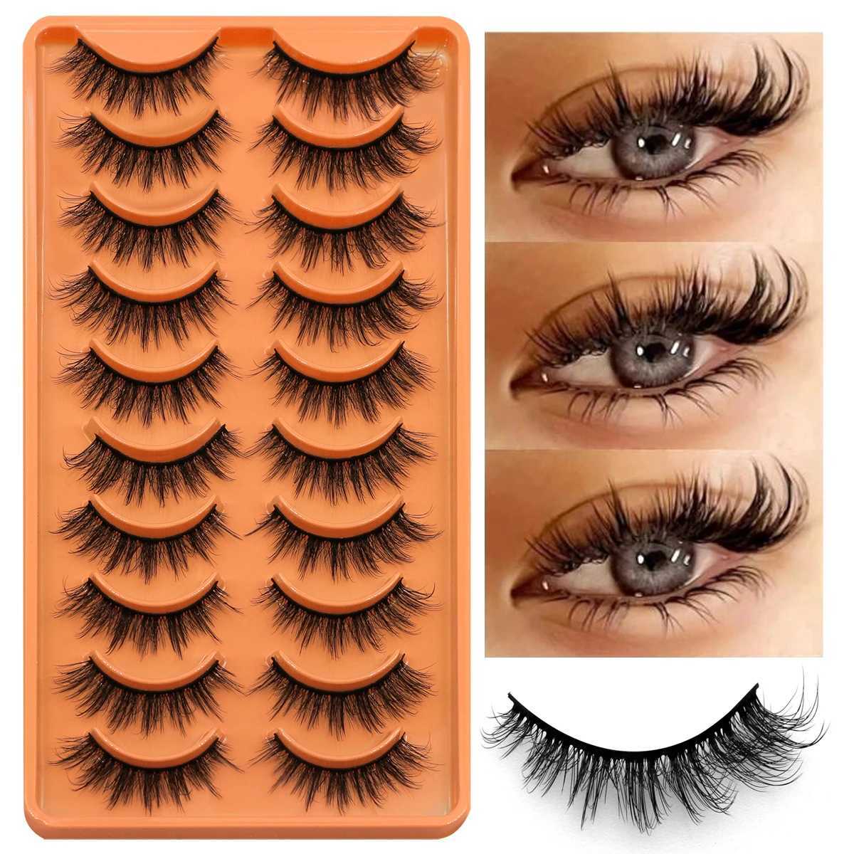 Groinneya Eyelash 3D False Eyelash Natural Appearance Curly Cat Eyelash 5/7/10 Paired Reusable Artificial Mink Eyelash Extended Makeup W240803
