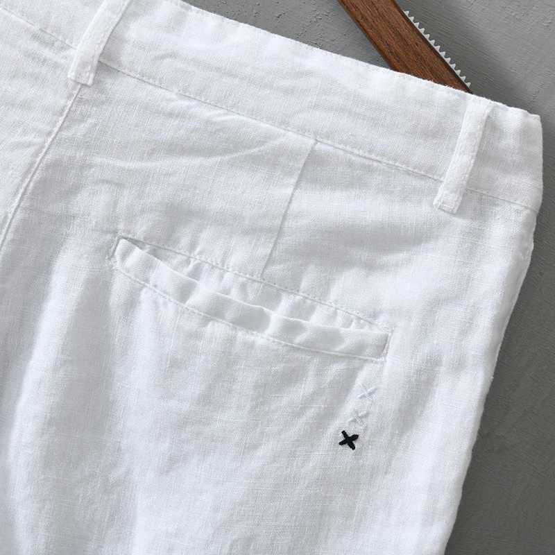 Pure Linen Shorts for Men 2023 Summer New Fashion Solid White Loose Holiday Shorts Man Casual Plus Size Button Fly Short PantsXJ240817