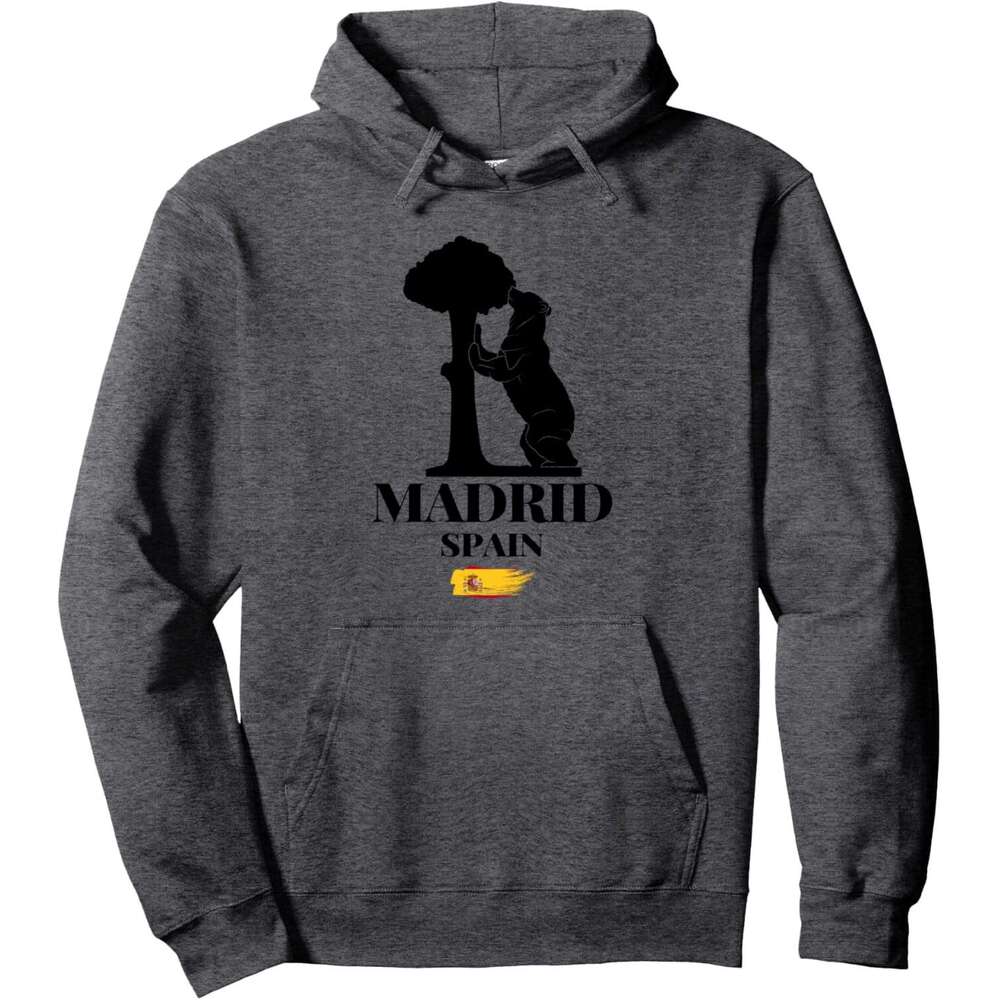 Hoodie for Mens Womens Madrid Spain Bear the Strawberry Tree Graphic Design Pullover Hoodie Hoodies sweatshirt pullover jacket Long sleeve