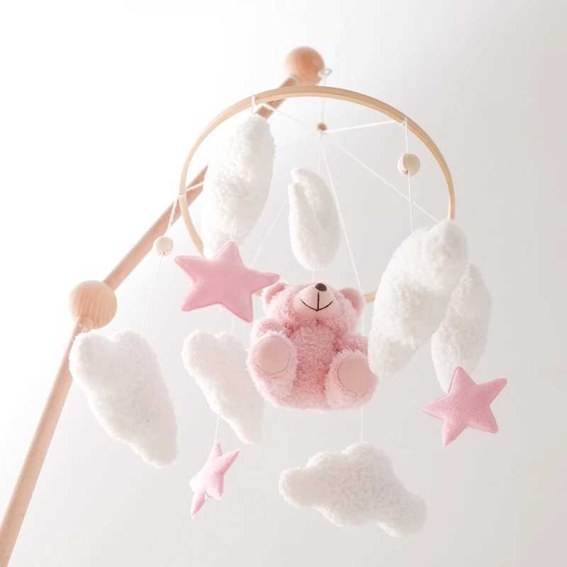 Crib Mobile Decor Cartoon Pink Bear Baby Mobile for Bassinet Baby 0 12 Months Toys Wooden Rattle Bed Bell Crib Mobile Arm BellXJ240817