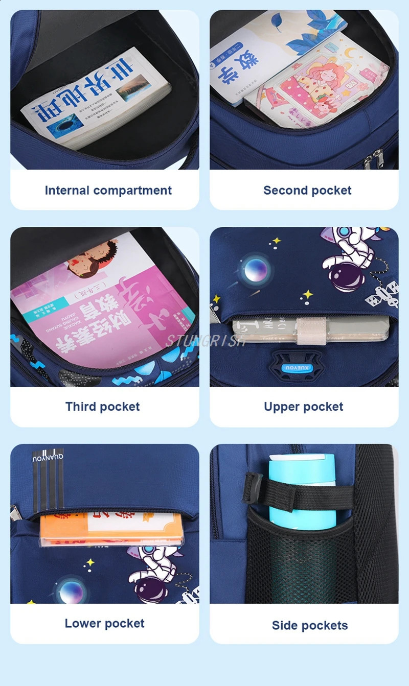 Astronaut Bookbags Cute Lightweight School Backpack for Boys Elementary Student Backpack Lunchbox School Child Schoolbag Set 240819